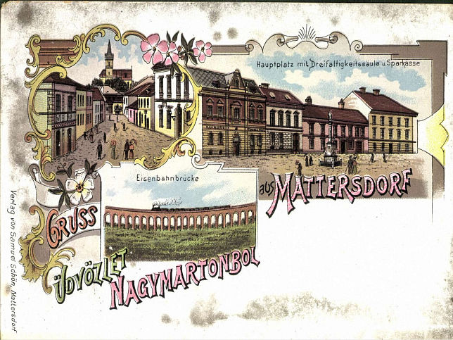 Mattersburg, Eisenbahnbrcke und Hauptplatz