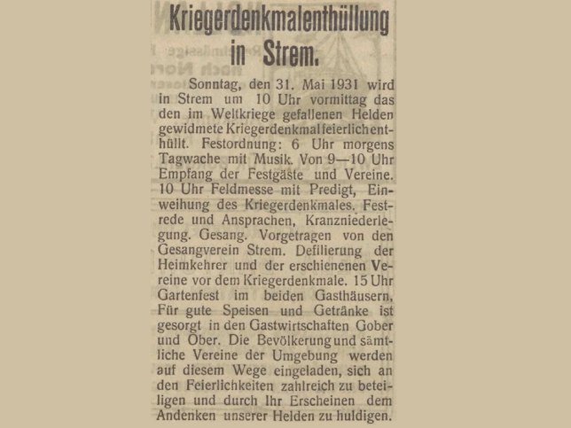 Strem, Kriegerdenkmal