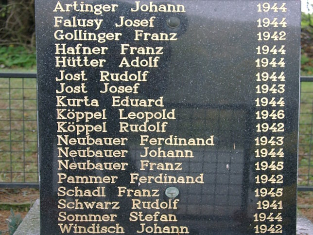 Tschanigraben, Kriegerdenkmal