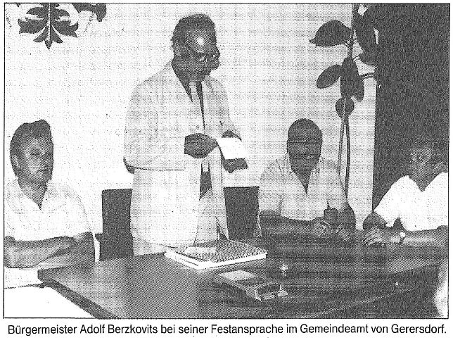 Gerersdorf, Festansprache Adolf Berzkovits