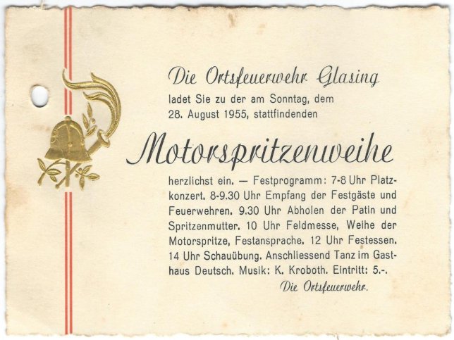 Glasing, Motorspritzenweihe