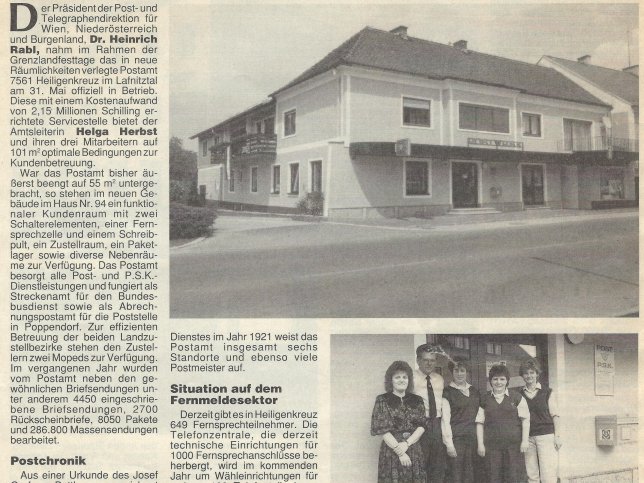 Heiligenkreuz, 200 Jahre Postamt