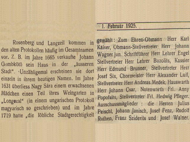 Rosenberg und Langzeil, Alte Protokolle