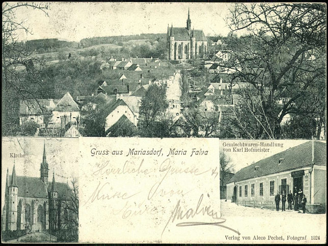 Mariasdorf, Kirche und Gemischtwarenhandlung