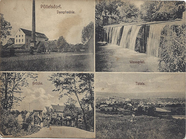 Pöttelsdorf, Dampfmühle, Wasserfall und Brücke