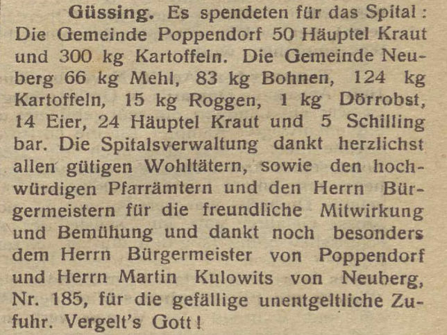 Poppendorf, Spende