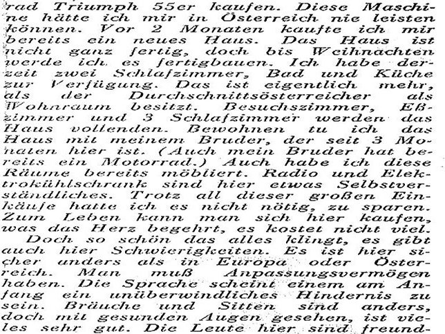 Steinfurt, Brief aus Australien