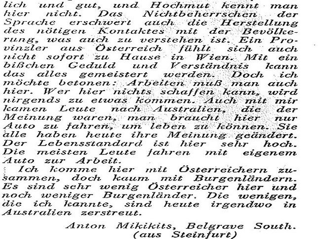 Steinfurt, Brief aus Australien